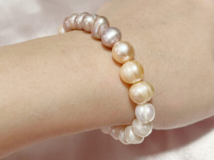 Natural Purple-Orange-White Pearls Bracelet (18-20cm)